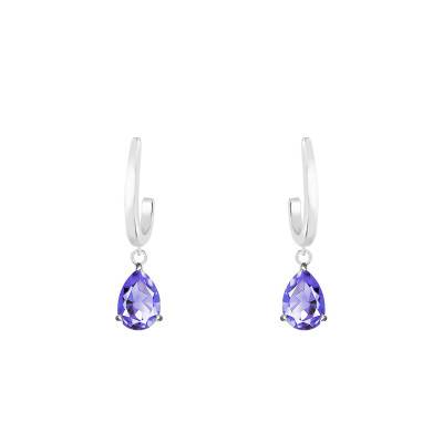 Boucles d'oreilles pendantes Or Blanc 375 ou 750 & Tanzanite - Aurora