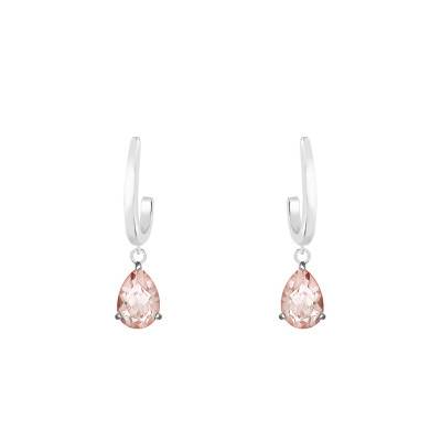 Boucles d'oreilles pendantes Or Blanc 375 ou 750 & Morganite - Aurora