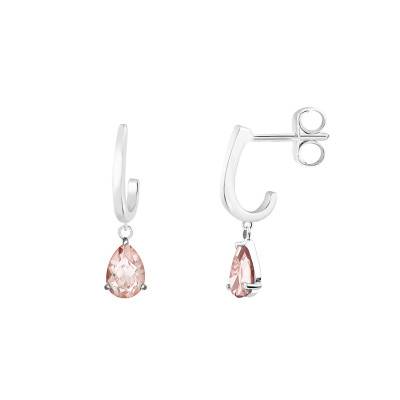 Boucles d'oreilles pendantes Or Blanc 375 ou 750 & Morganite - Aurora