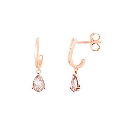 Boucles d'oreilles Pendantes Or Rose 375 ou 750 & Morganite - Aurora