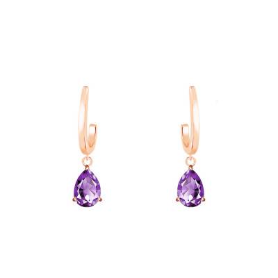 Boucles d'oreilles pendantes Or Rose 375 ou 750 & Améthyste - Aurora
