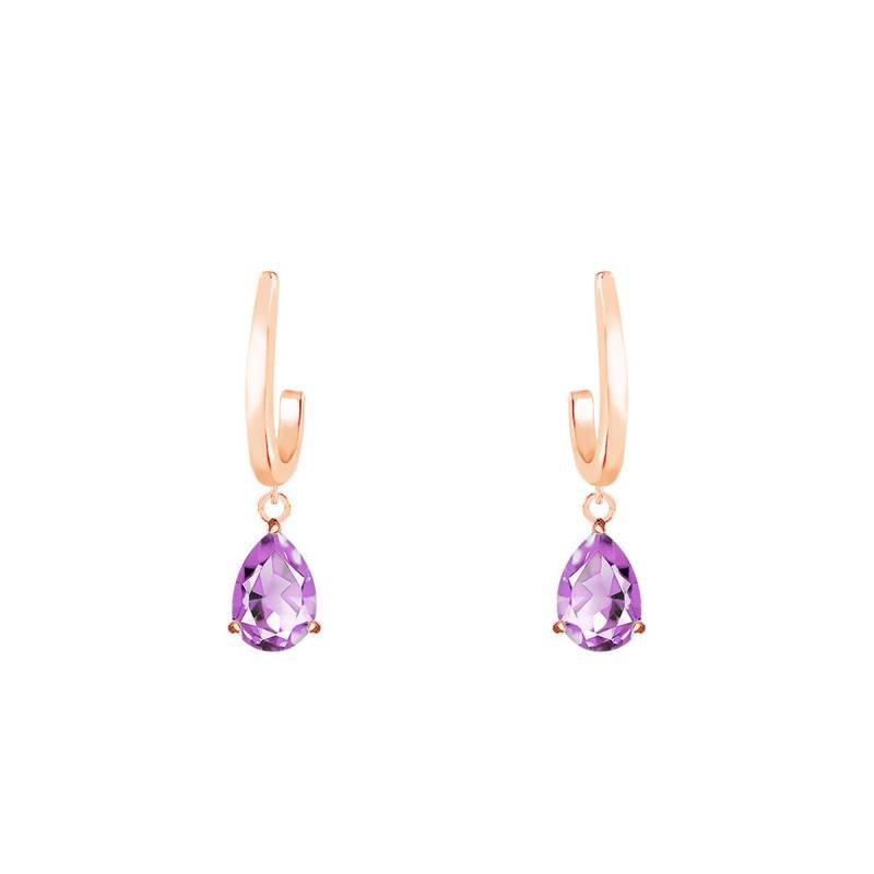 375/1000 or 750/1000 Rose Gold & Pink Amethyst Drop Earrings - Aurora