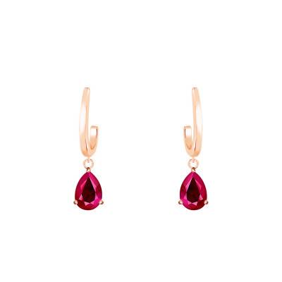 Boucles d'oreilles pendantes Or Rose 375 ou 750 & Rubis - Aurora