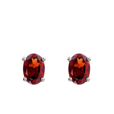 Boucles d'oreilles Or Blanc 375 & grenat - Aurora