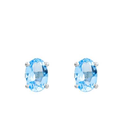 Boucles d'oreilles Or Blanc 375 & topaze - Aurora