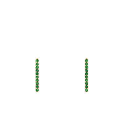 Boucles d'Oreilles Barrette Or Jaune 375 ou 750 & Emeraudes - Aurora