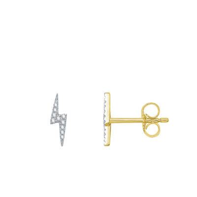 Boucles d'Oreilles Eclair en Or Jaune 375 & Diamant - Emanessence