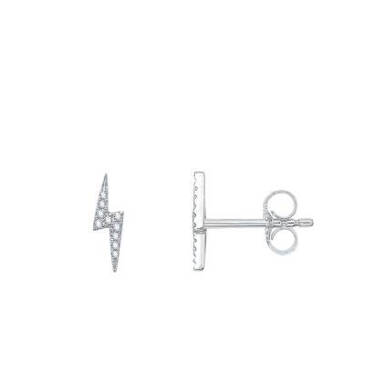 Boucles d'oreilles éclair, Or Blanc 375 & Diamant - Aurora