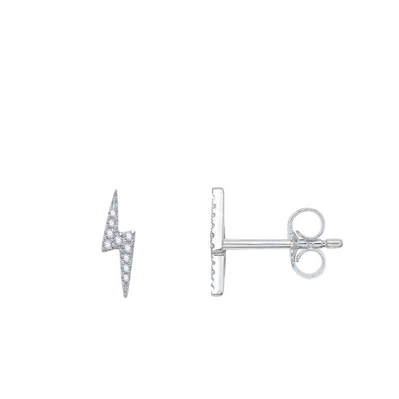 375 White Gold & Diamond Eclair Stud Earrings - Emanessence