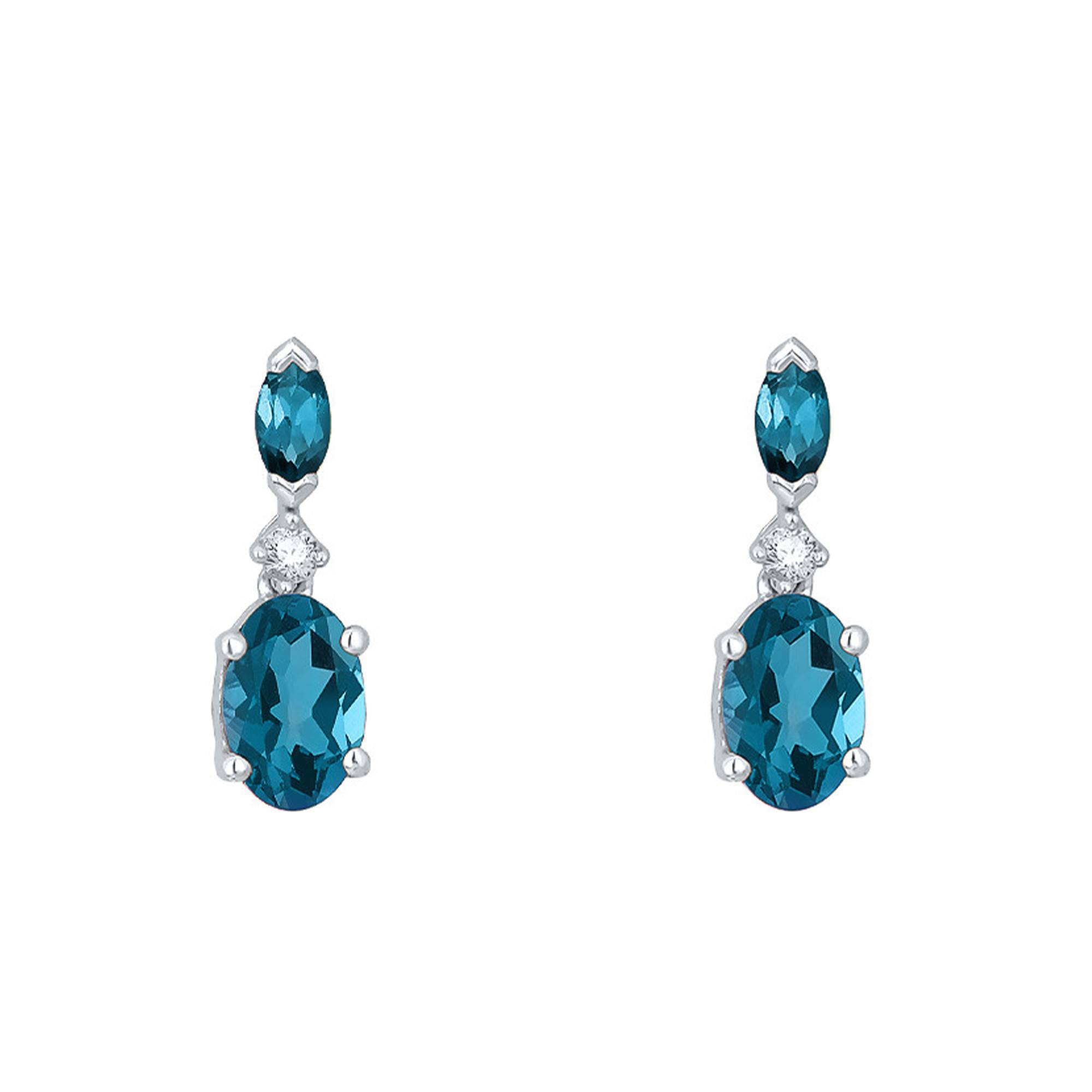 Boucles D'oreilles En Or 18 Carats Avec Topaze Bleue - Neuf Avec étiquettes