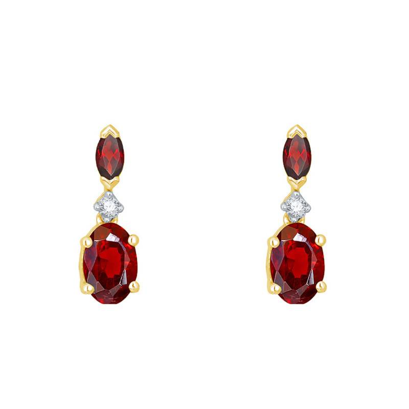 Yellow Gold, Diamond & Garnet Drop Earrings - Aurora