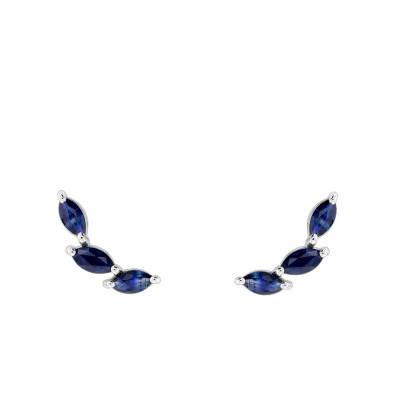 Boucles d'oreilles Or blanc & Saphirs - Aurora