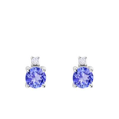 Boucles d'oreilles Or blanc Diamant & Tanzanite - Aurora