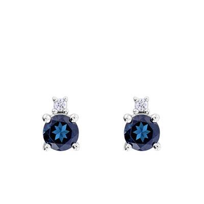 White Gold Diamond & London Blue Topaz Drop Earrings - Aurora