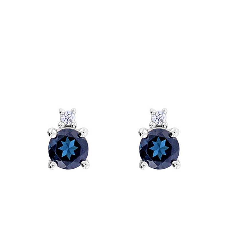 White Gold Diamond & London Blue Topaz Drop Earrings - Aurora