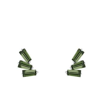 Boucles d'oreilles Or blanc & Tourmaline Verte - Aurora