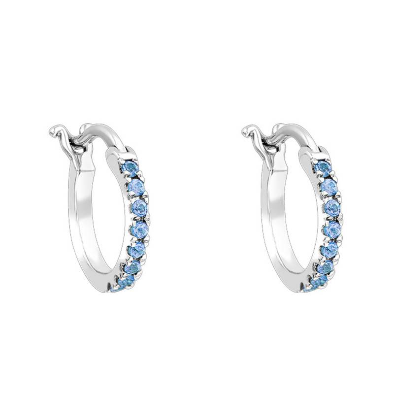 White Gold & Topaz Hoop Earrings, 12 mm Diameter - Aurora