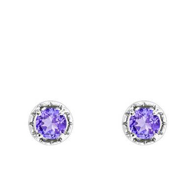 Boucles d'oreilles Or blanc & Améthyste - Aurora