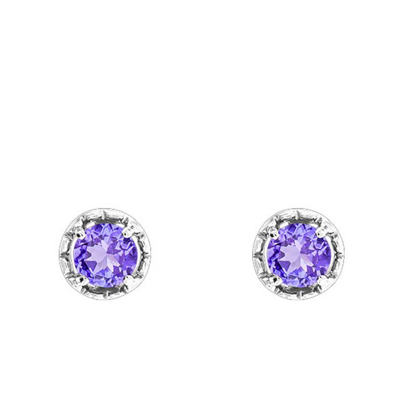 White Gold & Amethyst Earrings - Aurora