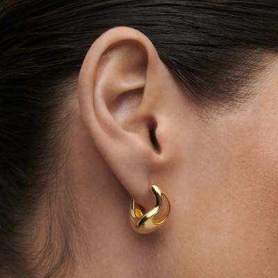 Golden Silver Tempo Hoop Earrings, 16 mm Diameter - AR01-D42-U - Pdpaola
