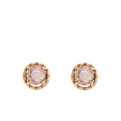 Rose Gold Round Stud Earrings & Morganite - Aurora