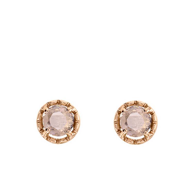 Rose Gold Round Stud Earrings & Morganite - Aurora
