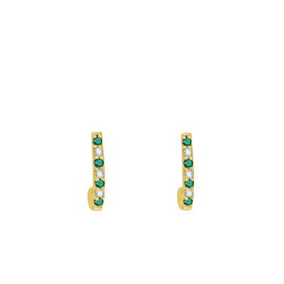 Boucles d'oreilles, Or Jaune 750, Emeraudes & Diamants - Aurora