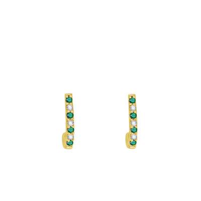 Boucles d'oreilles, Or Jaune 375, Emeraudes & Diamants - Aurora