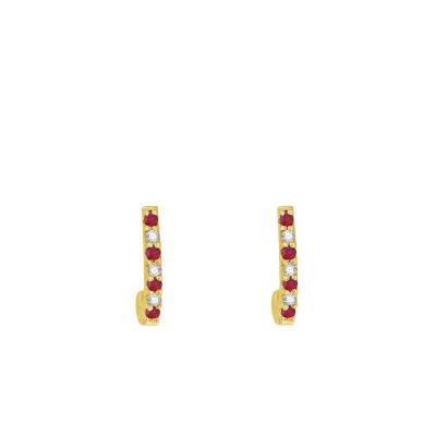 Boucles d'oreilles, Or Jaune 375 & Rubis - Aurora