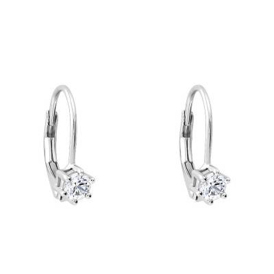 Boucles d'Oreilles Dormeuses en Or Blanc 375 & Diamants - Emanessence