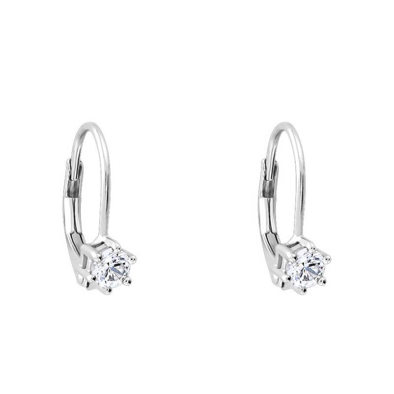 Boucles d'Oreilles Dormeuses en Or Blanc 375 & Diamants - Emanessence