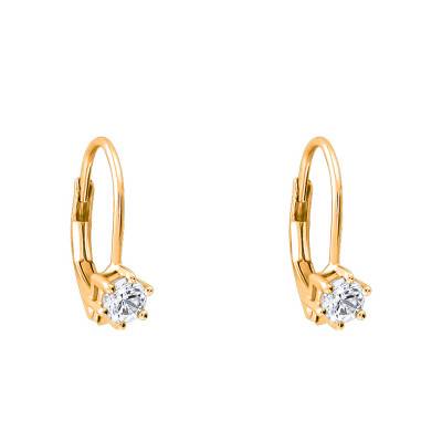 Boucles d'Oreilles Dormeuses en Or Jaune 375 & Diamants - Emanessence