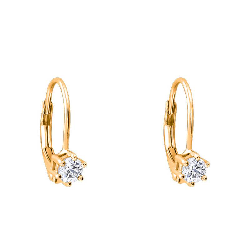 Boucles d'Oreilles Dormeuses en Or Jaune 375 & Diamants - Emanessence
