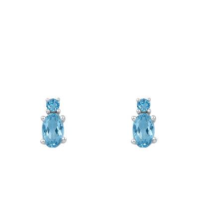 Boucles d'oreilles Or Blanc & Topaze - Aurora