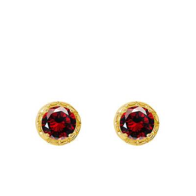 Yellow Gold & Garnet 0.25 ct Stud Earrings - Aurora