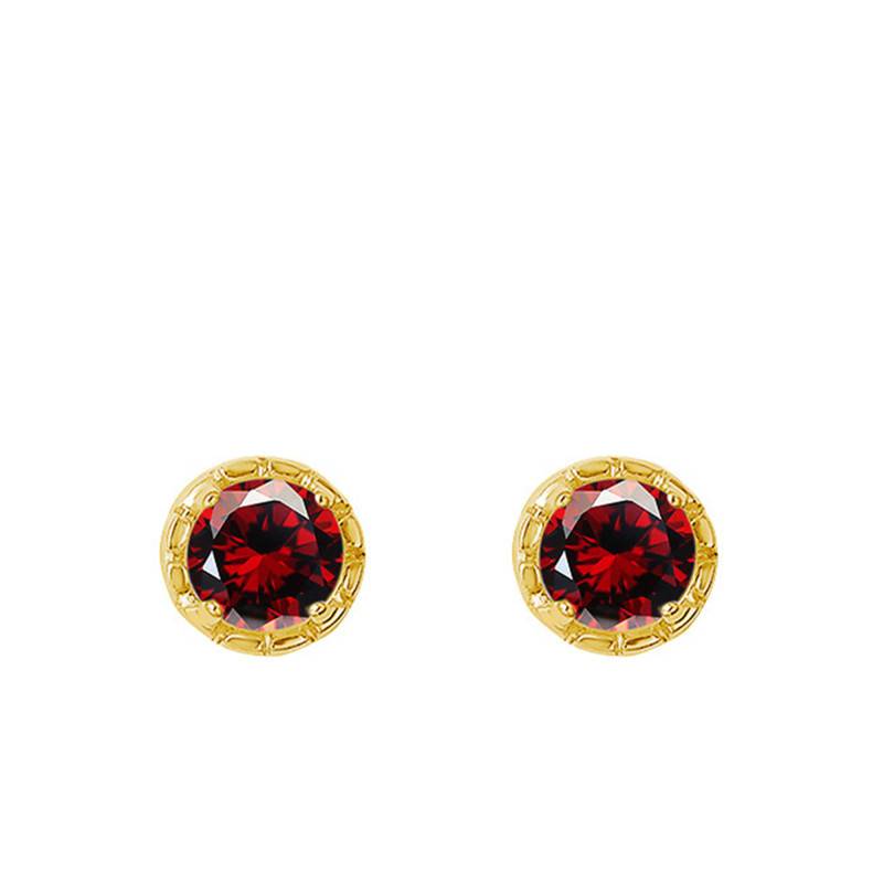 Yellow Gold & Garnet 0.25 ct Stud Earrings - Aurora