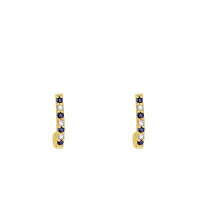 Boucles d'oreilles, Or Jaune 750, Saphirs & Diamants - Aurora