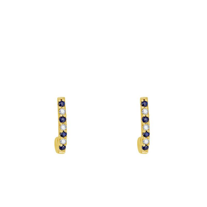 750 Yellow Gold, Diamond & Sapphire Stud Earrings - Aurora