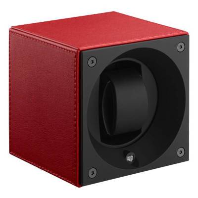 Ecrin Rotatif Masterbox Cuir Rouge / Surpiqûres Rouge - Swiss Kubik