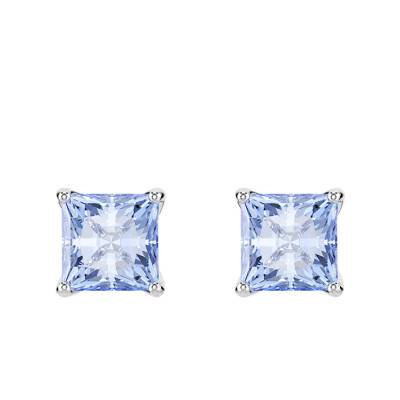 Boucles d'oreilles Matrix Métal Rhodié & Cristaux Bleus - 5723561 - Swarovski