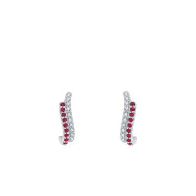 Boucles d'oreilles, Or Blanc 375 & Rubis - Aurora