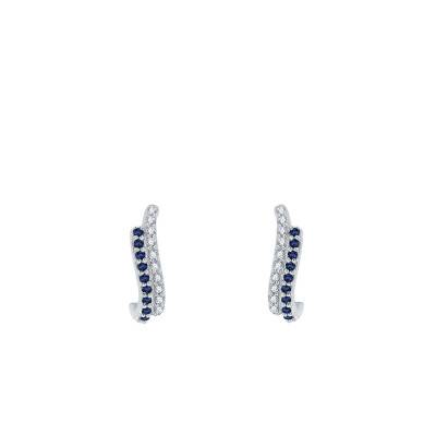 Boucles d'oreilles, Or Blanc 750 & Saphir - Aurora