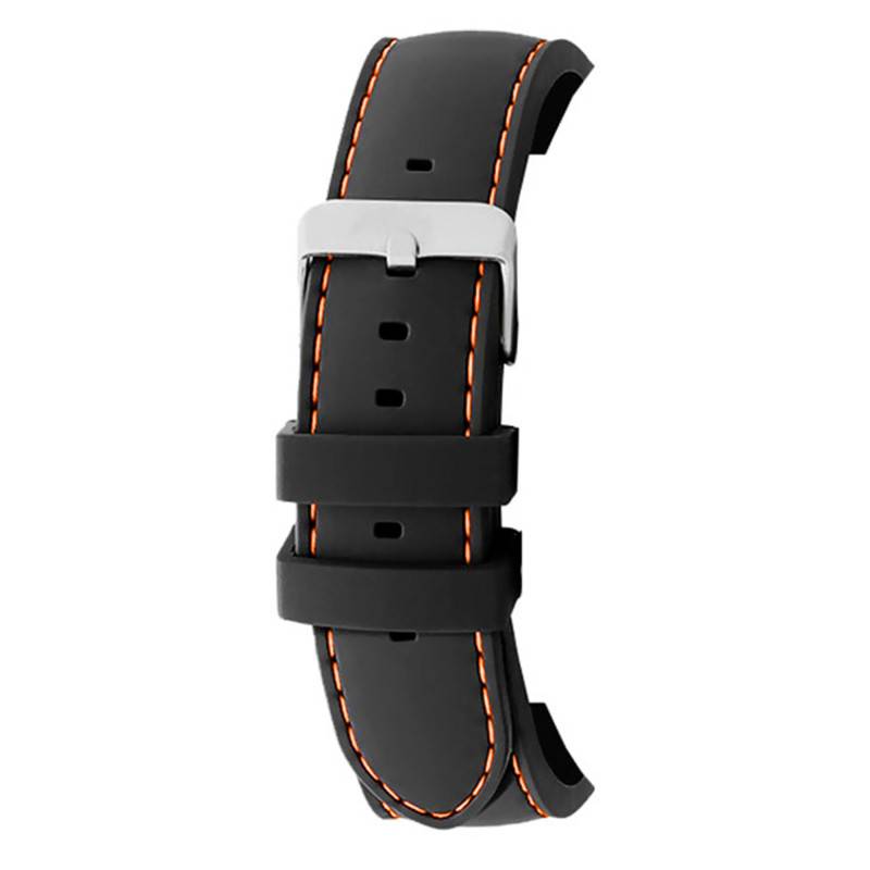 Swing Black Watch Strap with Orange Stitching 8232001SC19 - Bracelet Rochet