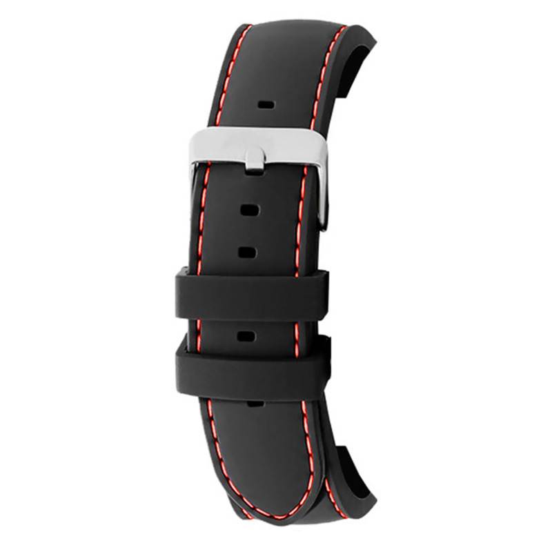 Swing Black Red-Stitched Watch Strap 8232001SC05 - Bracelet Rochet