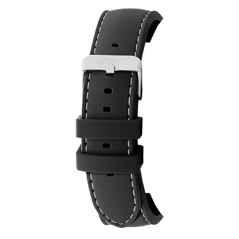 Swing Black White-Stitched Watch Strap 8232001SC02 - Bracelet Rochet