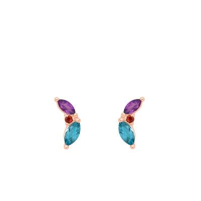 Boucles d'oreilles Améthyste, Grenat & Topaze - Aurora