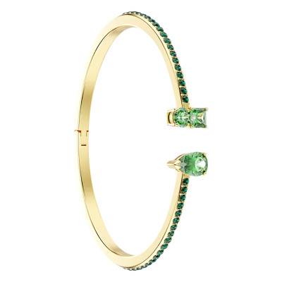 Manchette Matrix Métal Doré & Cristaux Verts, Longueur 16 cm - 5723576 - Swarovski