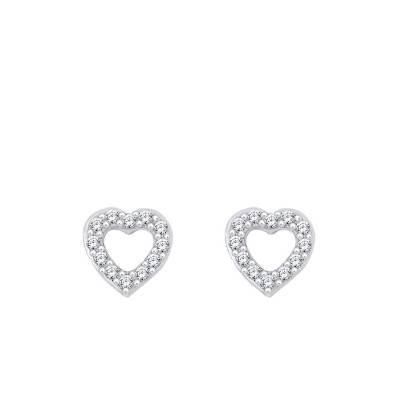 Boucles d'oreilles Cœur, Or blanc & Diamants - Aurora