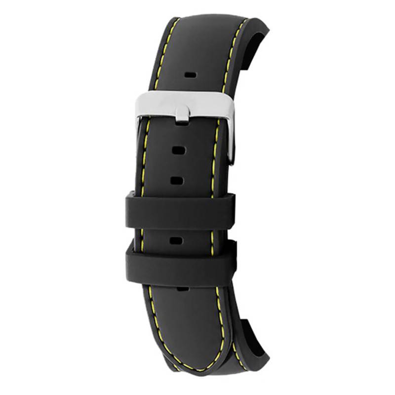 Swing Black Watch Strap with Yellow Stitching 8232001SC09 - Bracelet Rochet