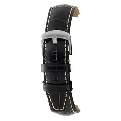 Black Ecru-Stitched Indiana Watch Strap 5590701 - Bracelet Rochet